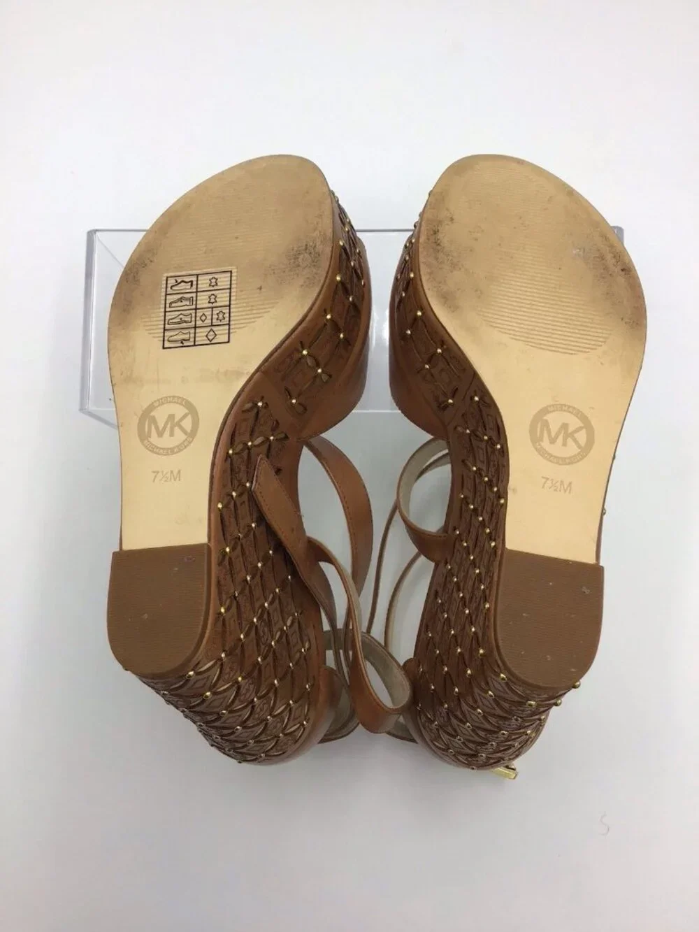 Michael Kors Gabriella Brown Leather Wedges Size7/2